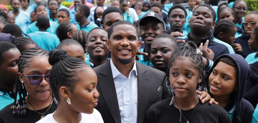  The President of FECAFOOT, the legendary ex footballer Mr. Samuel Eto'o visits Maarif School Yaounde-Nkolfoulou