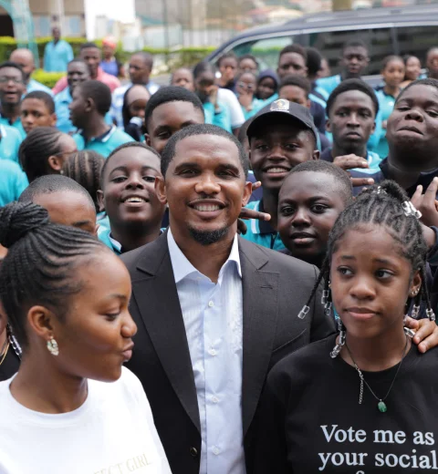  The President of FECAFOOT, the legendary ex footballer Mr. Samuel Eto'o visits Maarif School Yaounde-Nkolfoulou